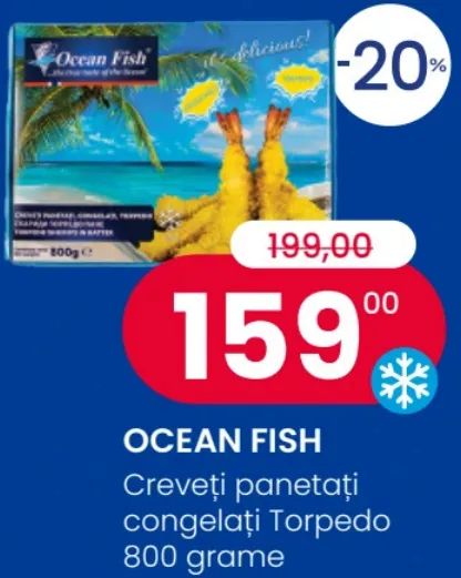 OCEAN FISH Creveți pane congelați Torpedo, 800 g