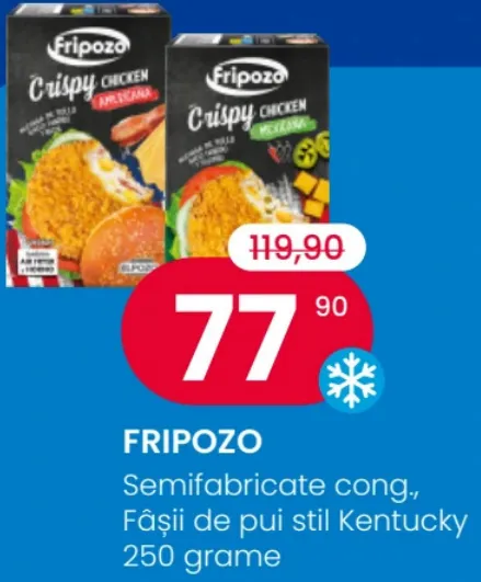 FRIPOZO Semifabricate congelate: fâșii de pui în stil Kentucky, 250 g