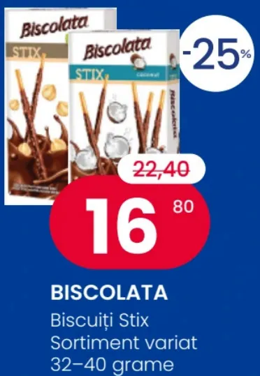 Печенье Stix BISCOLATA, 32–40 г
