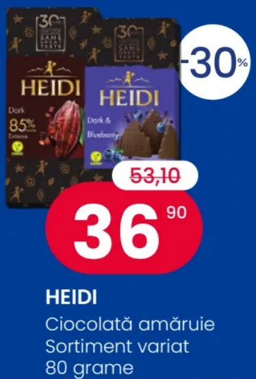 Ciocolată amăruie HEIDI, 80 g