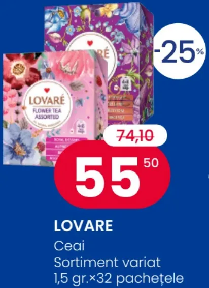 Ceai LOVARE, 1,5 g × 32 pachețele