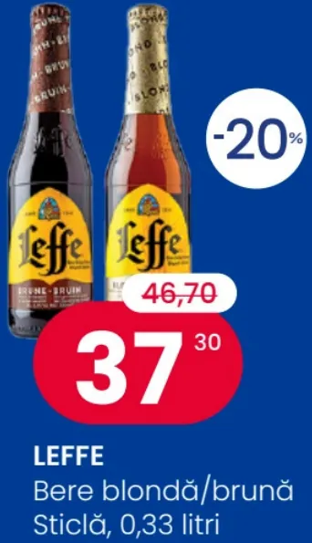 LEFFE Bere blondă/brună, 0,33 l