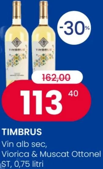 TIMBRUS Vin alb sec, Viorica & Muscat Ottonel, 0,75 l