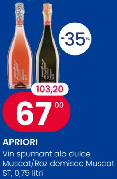 APRIORI — Vin spumant alb dulce Muscat/roz demisec Muscat, 0,75 l