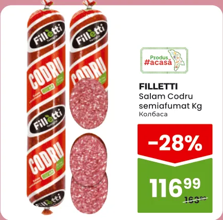 Salam Codru semiafumat Filletti, 1 kg