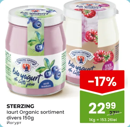 STERZING Iaurt Organic, sortiment divers, 150 g