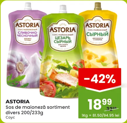 Astoria — Sos de maioneză, sortiment divers, 200/233 g