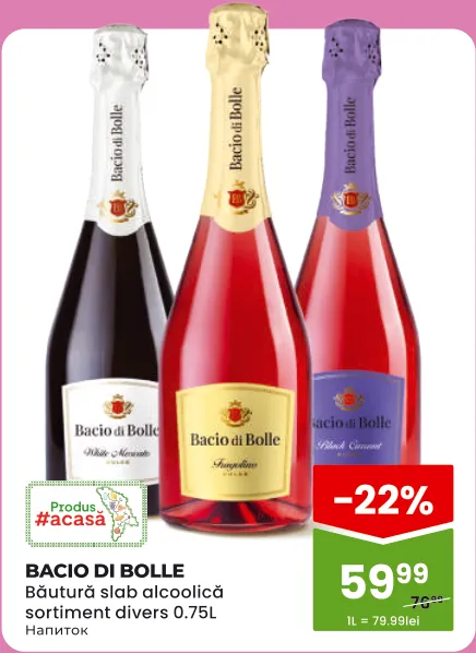 BACIO DI BOLLE Băutură slab alcoolică 0.75 L