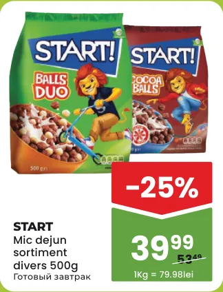 START Mic dejun gata preparat în sortiment, 500 g