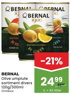 Bernal Olive umplute, sortiment divers, 120 g / 300 ml