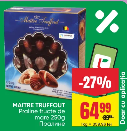Praline Maitre Truffout în formă de figurine marine, 250 g