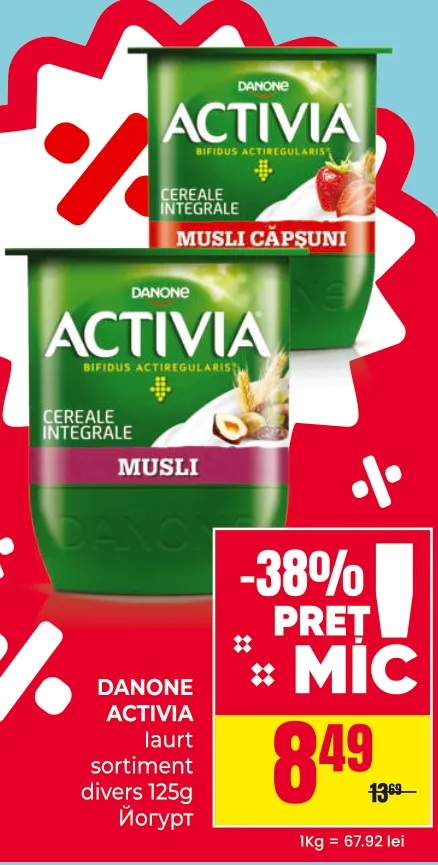 DANONE ACTIVIA Iaurt sortiment divers, 125 g