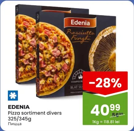 EDENIA Піца в асортименті, 325/345 г