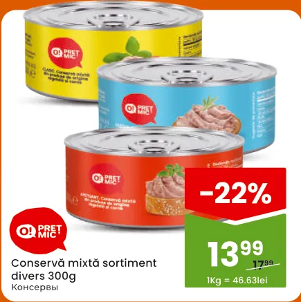 Conservă mixtă O! Preț Mic în sortiment, 300 g