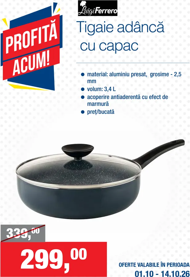 Luigi Ferrero, tigaie adâncă cu capac, 3,4 L