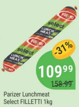 Варёная колбаса Lunchmeat Select FILLETTI, 1 кг