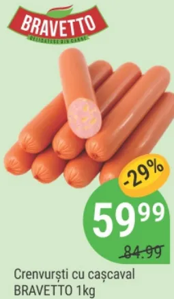 BRAVETTO Crenvurști cu cașcaval, 1 kg