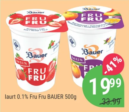 BAUER Iaurt Fru Fru 0,1%, 500 g