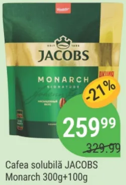 Растворимый кофе JACOBS Monarch, 300g+100g