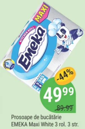 Кухонні паперові рушники EMEKA Maxi White, 3 рулони, 3 шари