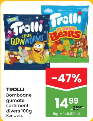 Bomboane gumate Trolli, sortiment divers, 100 g