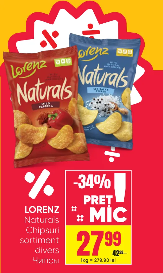 Lorenz, chipsuri Naturals, sortiment divers