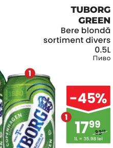 TUBORG GREEN Светлое пиво в банке, 0.5 L
