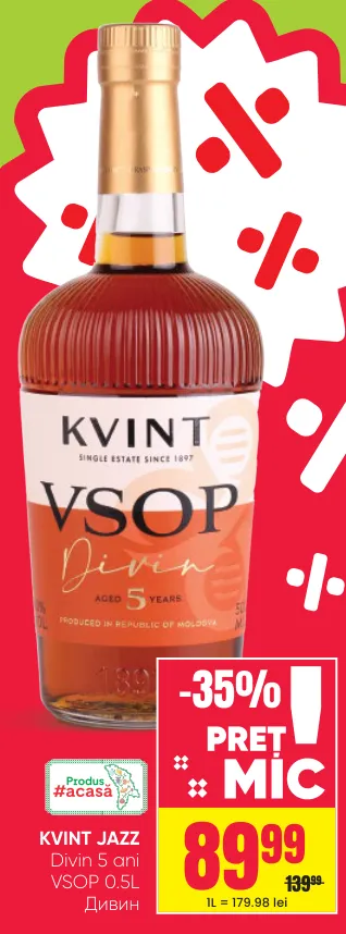 KVINT JAZZ Дивин VSOP 5 лет 0.5 L