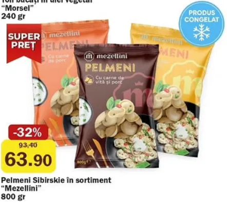 Mezellini Pelmeni Sibirskie în sortiment, 800 gr