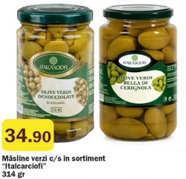 Italcarciofi Măsline verzi cu/fără sâmburi în sortiment, 314 gr