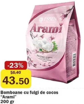 Bomboane cu fulgi de cocos „Arami”, 200 g