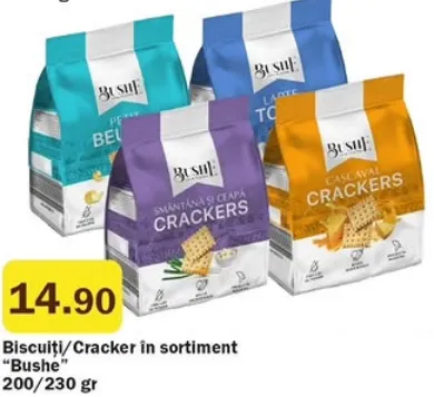 Biscuiți/Cracker în sortiment „Bushe”, 200/230 g