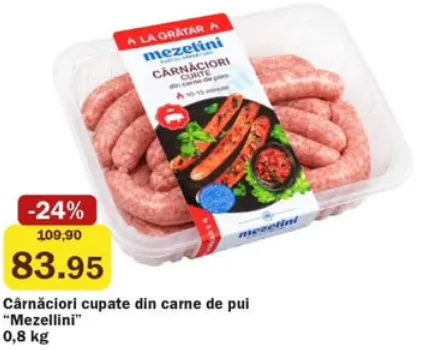 Mezellini Cârnăciori cupate din carne de pui, 0,8 kg