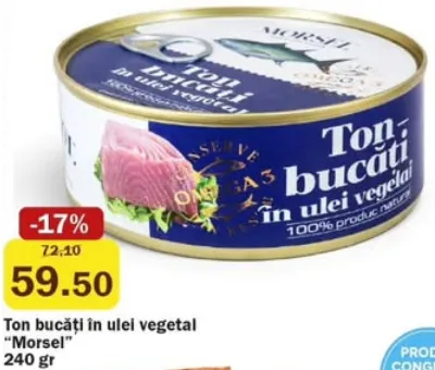 Morsel Ton bucăți în ulei vegetal, 240 gr