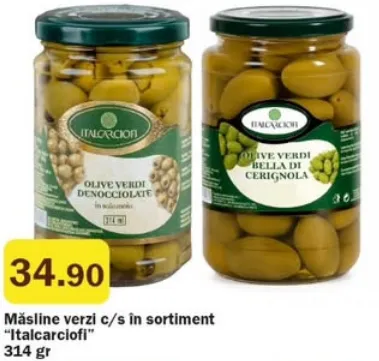 Italcarciofi Măsline verzi cu sâmburi în sortiment, 314 gr