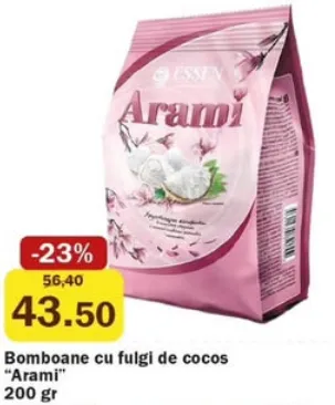 Bomboane cu fulgi de cocos „Arami”, 200 gr