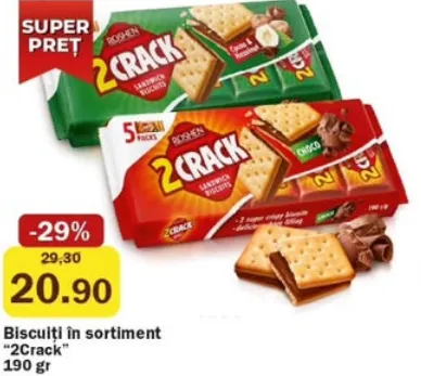 Biscuiți în sortiment „2Crack”, 190 gr