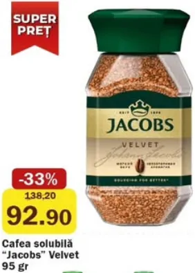 Cafea solubilă Jacobs Velvet, 95 g