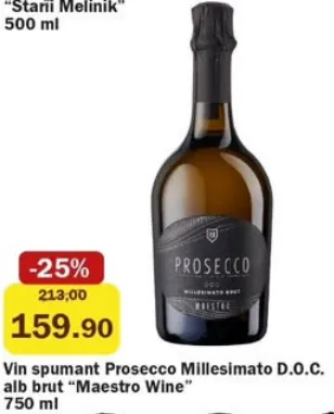 Vin spumant Prosecco Millesimato D.O.C. alb brut „Maestro Wine”
