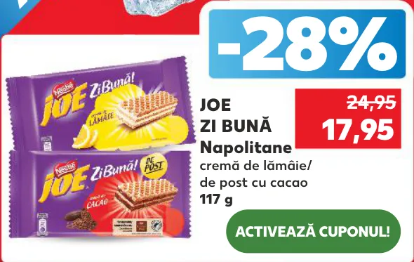 JOE ZI BUNĂ Вафли с лимонным кремом / постные с какао, 117 г