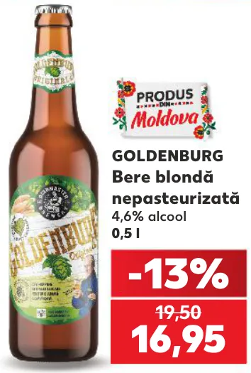 GOLDENBURG Bere blondă nepasteurizată, 0,5 l