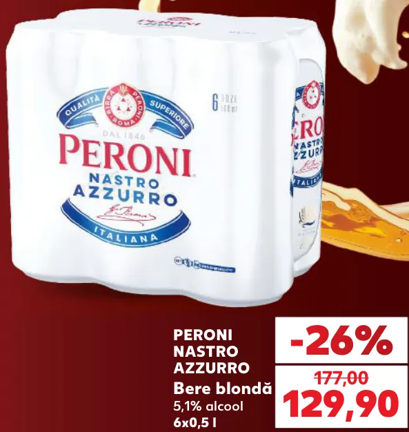 PERONI NASTRO AZZURRO Bere blondă, 6 x 0,5 l
