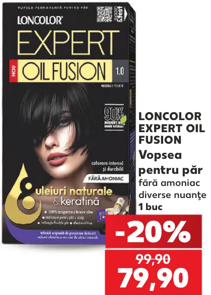 Loncolor EXPERT OIL FUSION vopsea pentru păr fără amoniac, diverse nuanțe, 1 buc