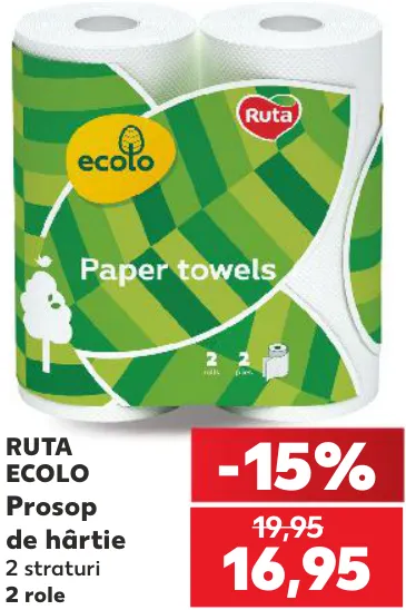 RUTA ECOLO Prosop de hârtie, 2 role