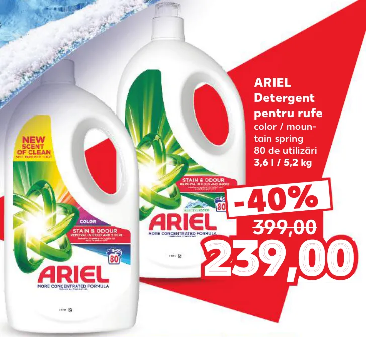 ARIEL Detergent pentru rufe, 3,6 l / 5,2 kg