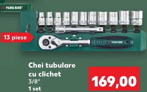 PARKSIDE Chei tubulare cu clichet, 1 set (13 piese)