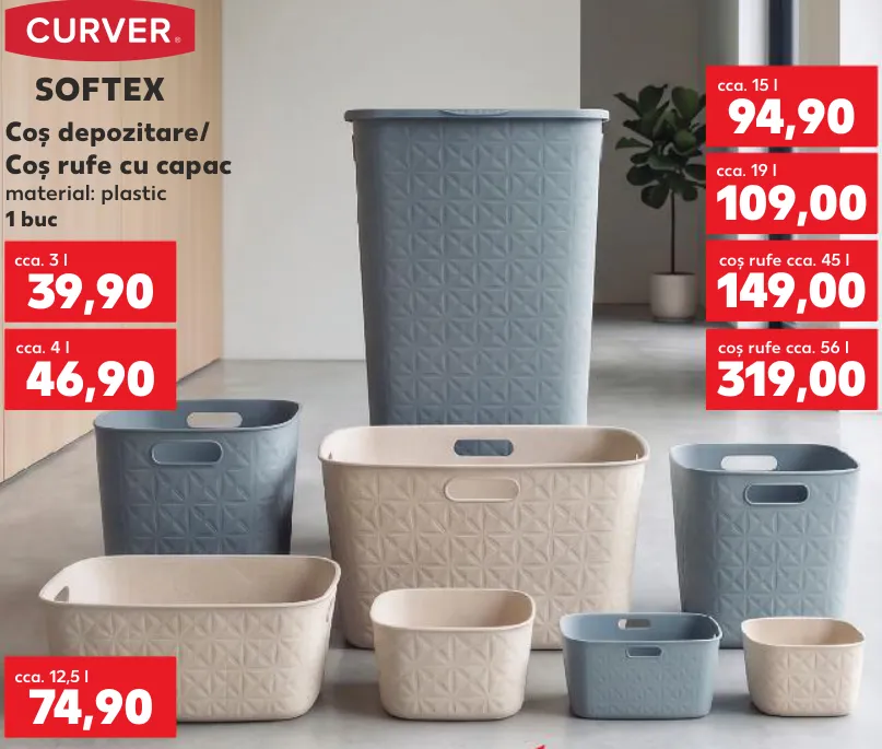 Curver SOFTEX Coș de rufe cu capac, cca. 45 l
