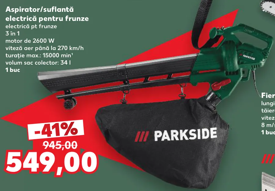 PARKSIDE Aspirator/suflantă electrică pentru frunze, 1 buc