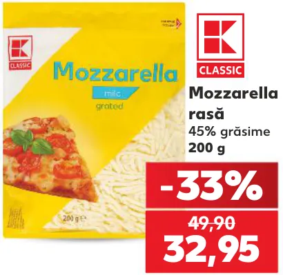K-Classic Mozzarella rasă, 200 g