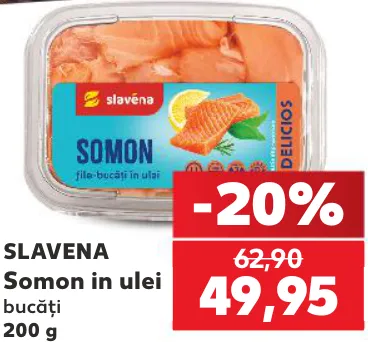 SLAVENA Somon în ulei, bucăți, 200 g